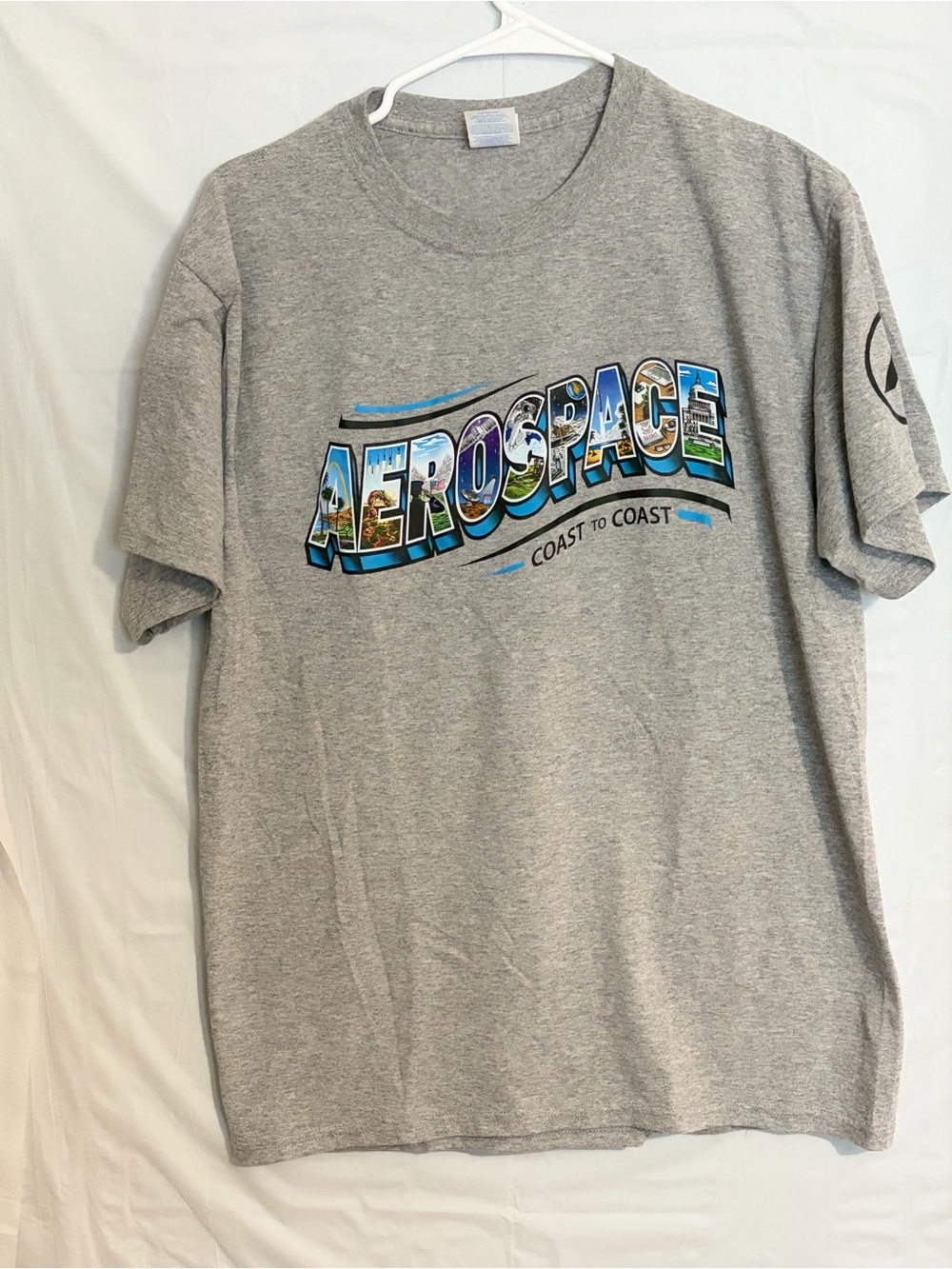 Port and Company Gray 'Aerospace' Graphic Tee with Blue & Green Accents